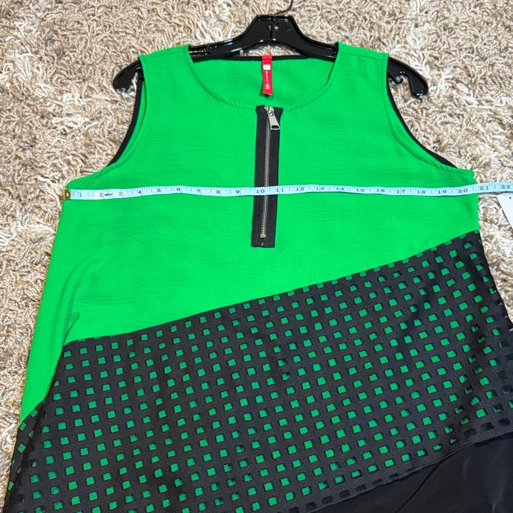 NWT IC Collection Green & Black Colorblock Sleeveless Zipper Dress size Medium - Picture 12 of 15